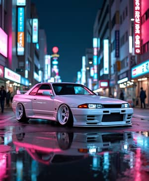 Futuristic Nissan R32 GTR Skyline in Tokyo Night