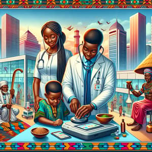 African Healthcare: Modern and Traditional Medicine Illustration