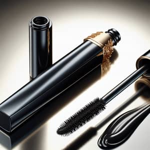 Sleek Black Mascara Tube with Golden Accents