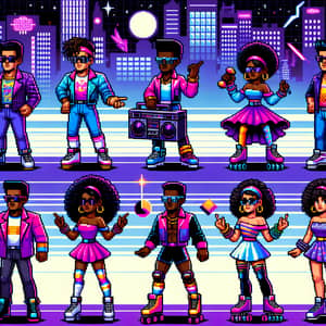 Pixel 80s Characters: Colorful Retro Vibes