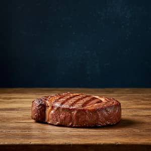 Delicious Steak on Wooden Table