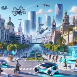 Futuristic Malaga 2050: High-Tech City Blend with Spanish Culture