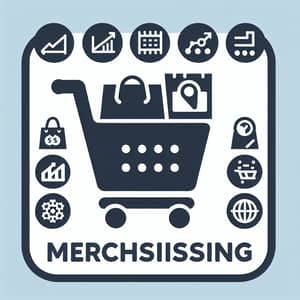 Merchandising System Icon with Shopping Cart and Analysis Tools