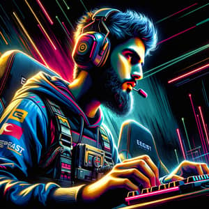 Intense Cyberpunk Esports Player Art