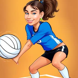 Creative Volleyball Character Caricature Design