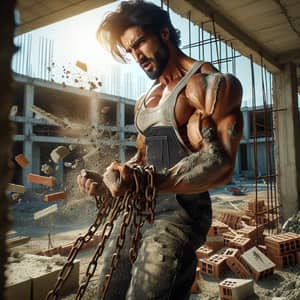 Muscular Middle-Eastern Builder Freed from Chains