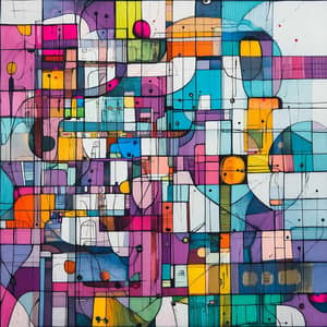 Vibrant Metropolis Abstract Art - Line and Dot Design