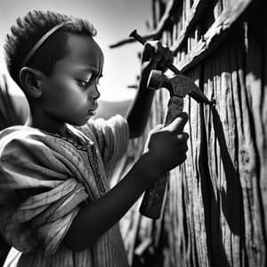 Ethiopian Boy in Traditional Attire - A Vintage Moment