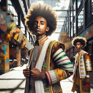 Vibrant Afro-Ethiopian Youth in Cultural Garments