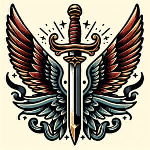 Traditional American Tattoo: Sword with Wings Design