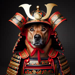 Japanese Samurai Dog in Elaborate Armor