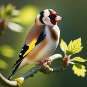 Colorful European Goldfinch Perched on Tree Branch