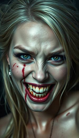 Zombie Art: Beautiful Blonde with Sharp Teeth