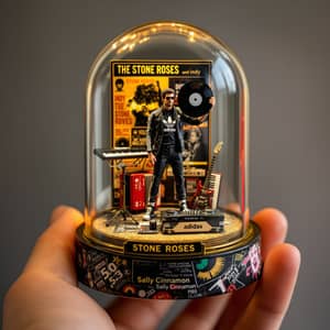 Miniature Stone Roses Figure in Glass Dome Display