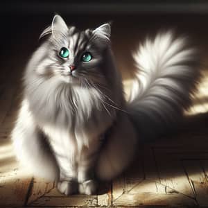 Majestic Siberian Cat with Shimmering Silver Coat