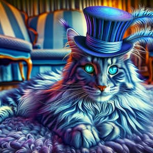 Maine Coon Cat in Playful Tea Party Hat | Unique Maine Coon Portrait