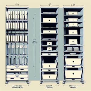 Efficient Laptop Storage Rack with Drawer Design