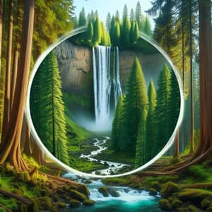 Enchanting Waterfall in a Circular Flow - Nature's Serenity