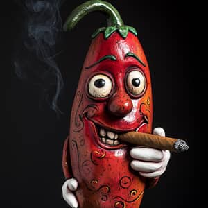 Unique Red Faced Jalapeno Pepper Artwork