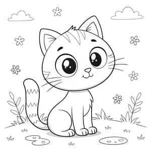 Cat Coloring Page for Preschoolers