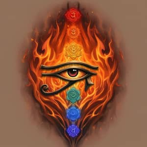 Spiritual Fire Tattoo: Chakra & Horus Eye Design