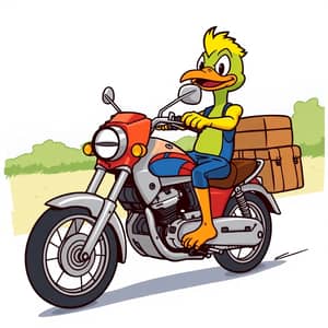 Vector Cartoon of Daffy Duck Riding a Motorcycle