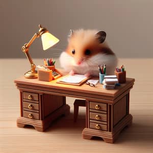 Adorable Hamster Working at a Mini Desk