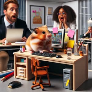 Funny Hamster at the Office: A Comical Scene