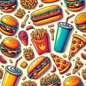 Vibrant Fast Food Wallpaper Design