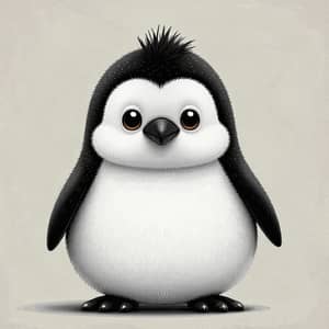 Cute & Modern White Penguin with Black Beak & Legs