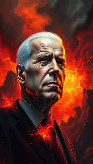 Joe Biden: President in a Fiery Hellscape Artwork