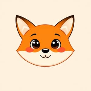 Cute Cartoon Fox Face – Minimalist Design