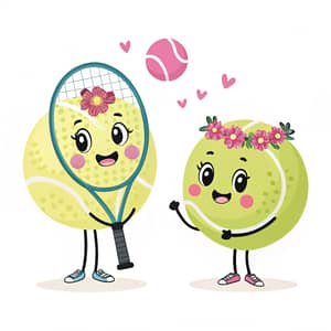 Tennis Mascots: Male Tennis Ball & Female Racket