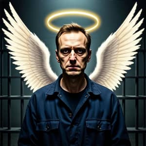 Navalny: Martyr in Prison with Halo & Wings