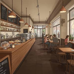 Charming Coffee Shop Interior in One-Point Perspective