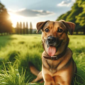 Playful Brown Dog in Lush Park