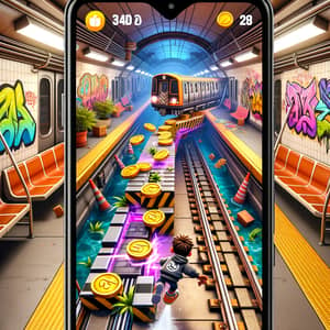 Mobile Game Subway Rush: Agile Character Collecting Gold Coins