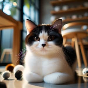 Adorable Black and White Cat | Happy and Playful Indoor Kitty