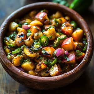 Vibrant Salsa with Grilled Peaches & Jalapeños