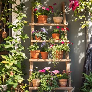 Charming Vertical Garden on a Wooden Ladder