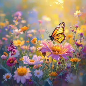 Vibrant Wildflower Meadow with Butterflies