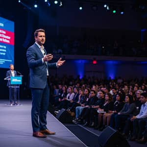 Realistic Keynote Speaker Photos on Stage