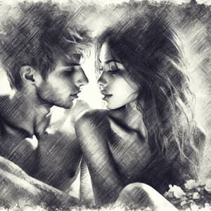 Romantic Couple Graphite Sketch Artwork