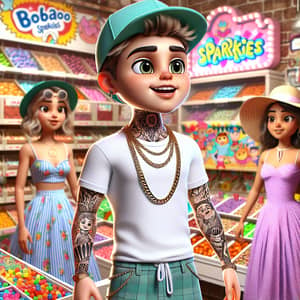 Animated Gangster Boy in Candy Store Adventure