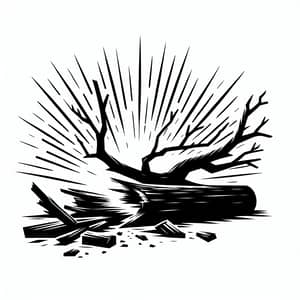 Black and White Silhouette of a Broken Tree Trunk