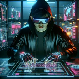 Cyberpunk Hacker Initiates Neon-Lit Heist | Riveting Scene