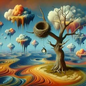 Surreal Infertility Art: Barren Tree & Melting Clock