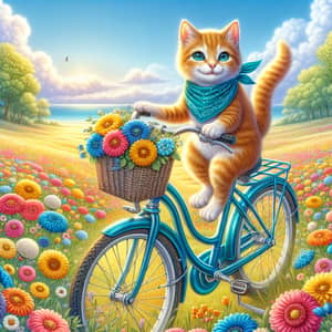 Cute Cat on Bicycle: Spring Adventure