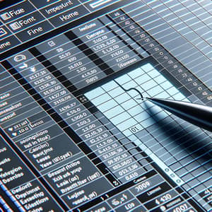 Excel Spreadsheet Software Interface for Data Management and Analysis