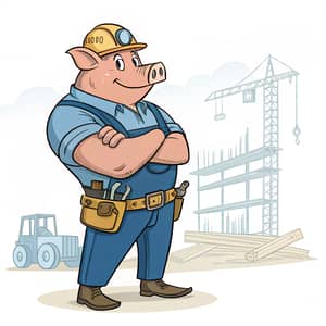 Muscular Blue Collar Pig: Hard Work and Strength